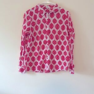 Crown and Ivy pink & white  button down shirt. Size L